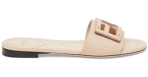 fendi flat logo sandals|Fendi logo leather slide sandals.